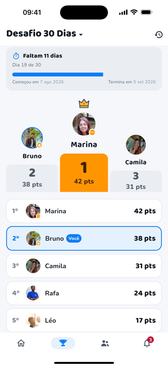 Ranking do desafio de 30 dias no Foca
