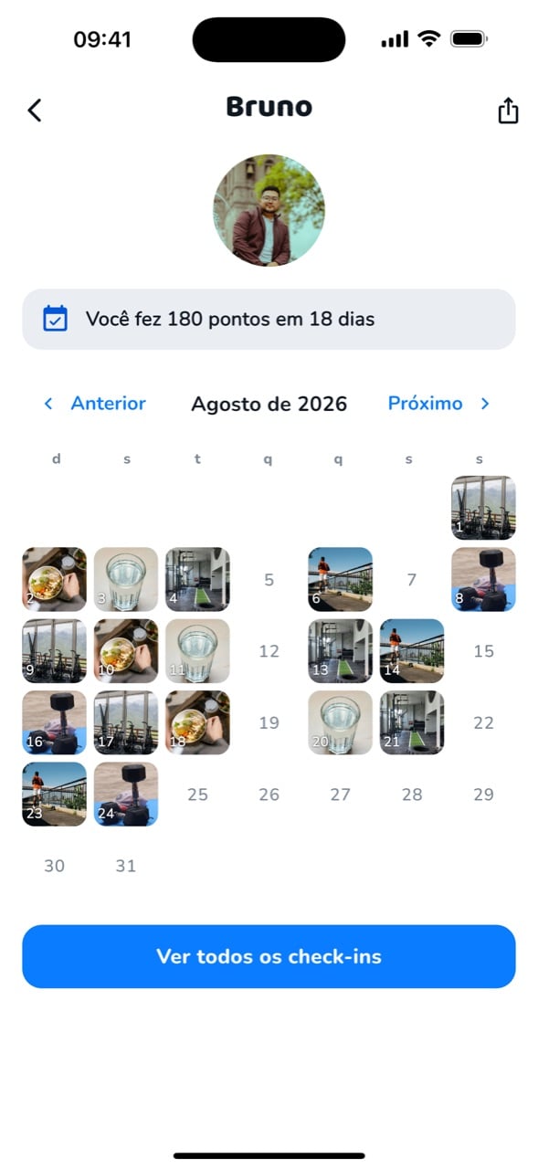 Perfil do Foca com o calendário do mês
